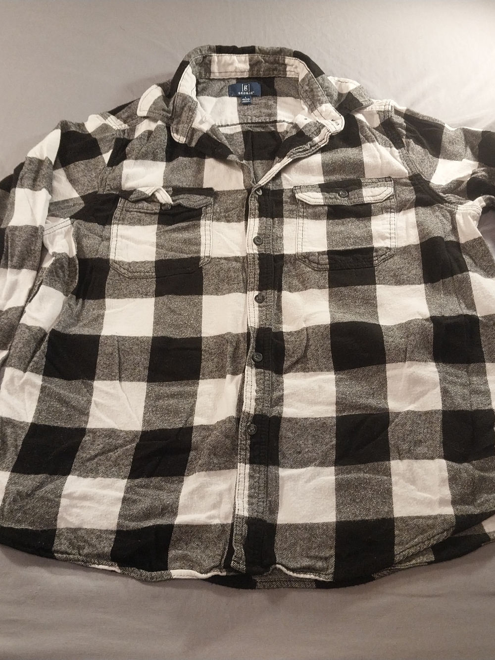 George Mens Flannel Shirt Buffalo Plaid Large #326